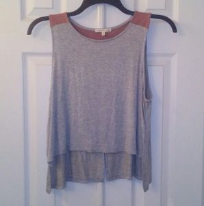 Celebrity pink suede like shoulder tank